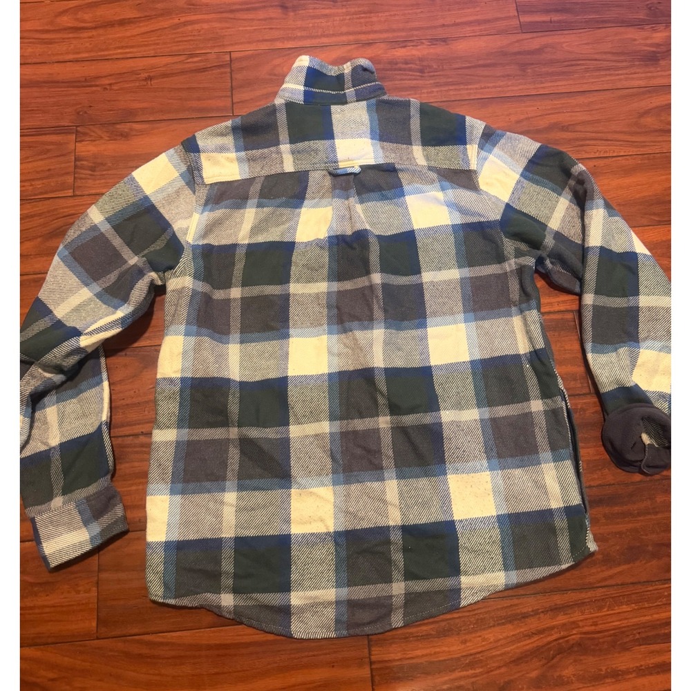 Orvis Mens Plaid Flannel Shirt Jacket Blue Green Cream Pockets Large L/G - Picture 10 of 11